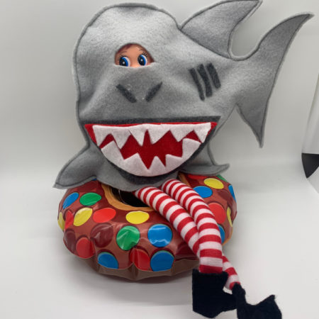 shark costume for knee hugging elf