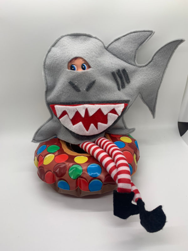 shark costume for knee hugging elf